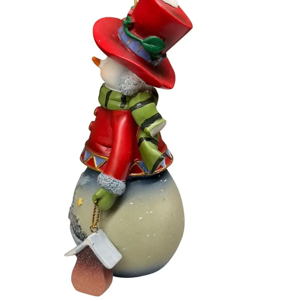 Mrs. Snowman Figurine Christmas Tree and Birdhouse Frosty 3D Detailed Base 5